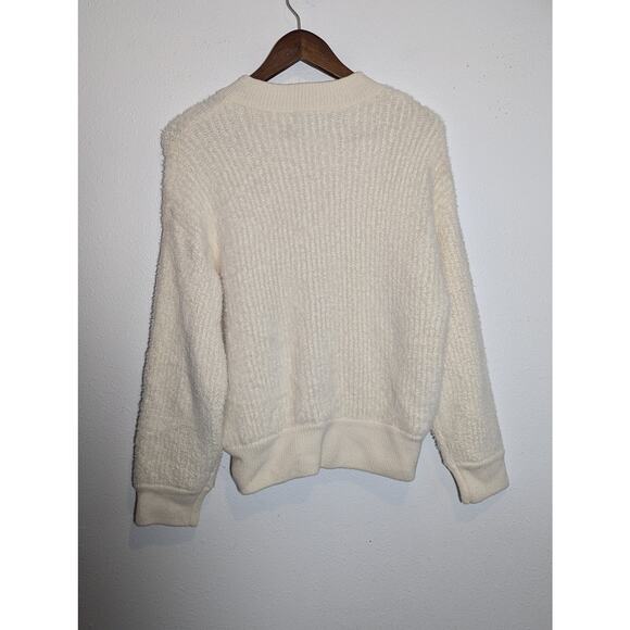 Pink Rose Women's Cream Zip Up Soft fuzzy Jacket Size Medium - Picture 6 of 6